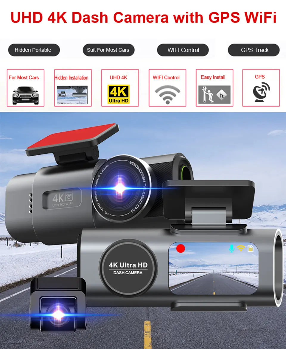 Dash Cam 4K UHD - Sony IMX415 | WiFi GPS | 170° Wide Angle Car DVR