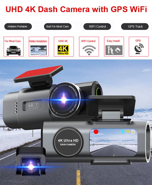 Dash Cam 4K UHD - Sony IMX415 | WiFi GPS | 170° Wide Angle Car DVR