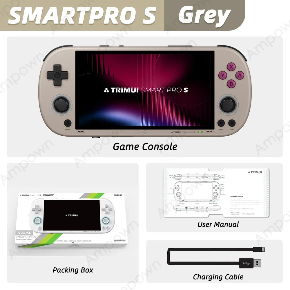 TRIMUI SMART PRO S Handheld Game Console 4.96''IPS Screen Allwinner A523 Processor Hall Joystick RGB Lighting TG5050 Game Player