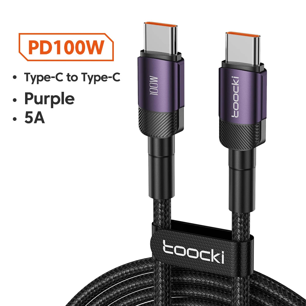 Toocki 100W USB-C to USB-C Fast Charging Cable - PD 3.0 Braided