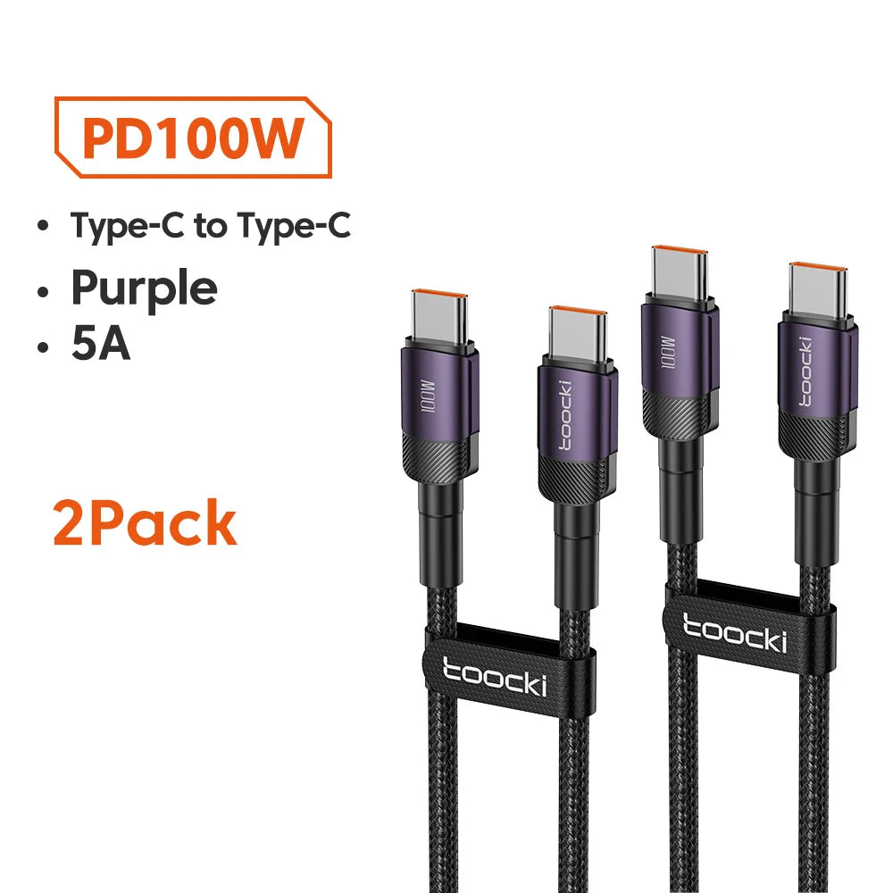 Toocki 100W USB-C to USB-C Fast Charging Cable - PD 3.0 Braided