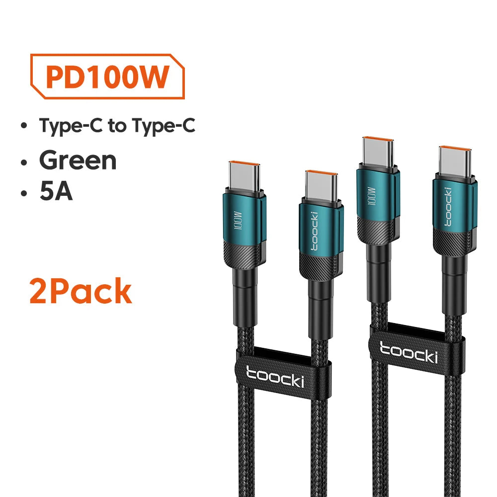 Toocki 100W USB-C to USB-C Fast Charging Cable - PD 3.0 Braided