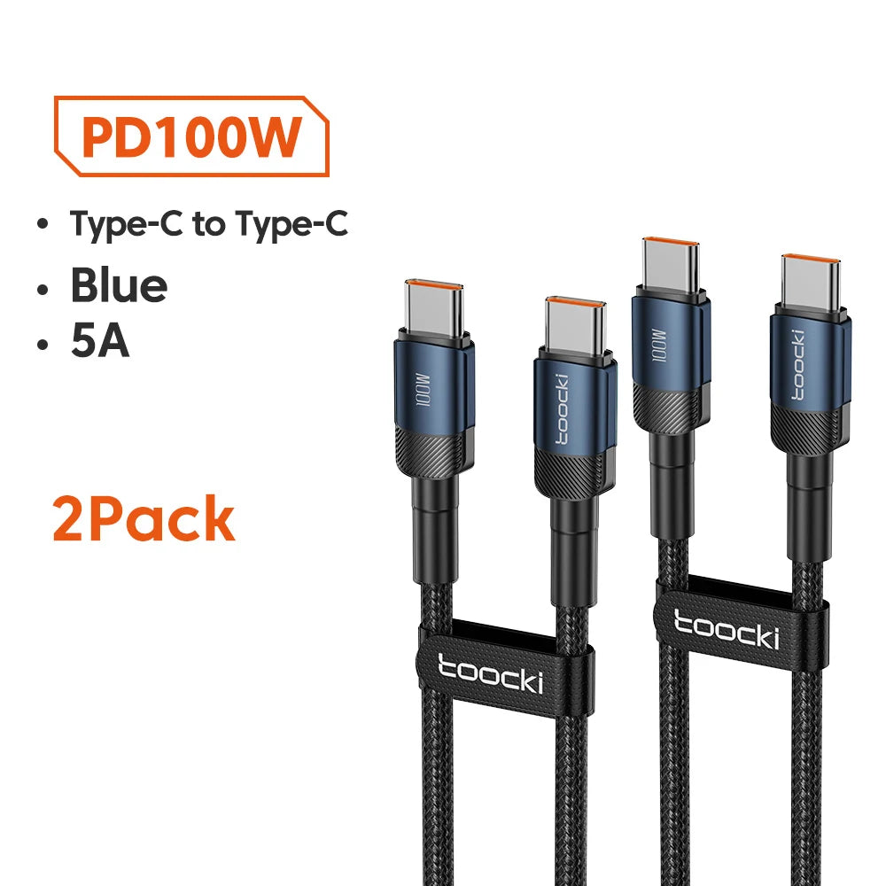 Toocki 100W USB-C to USB-C Fast Charging Cable - PD 3.0 Braided