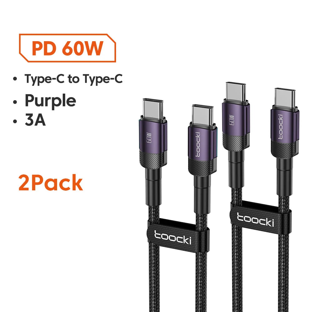 Toocki 100W USB-C to USB-C Fast Charging Cable - PD 3.0 Braided