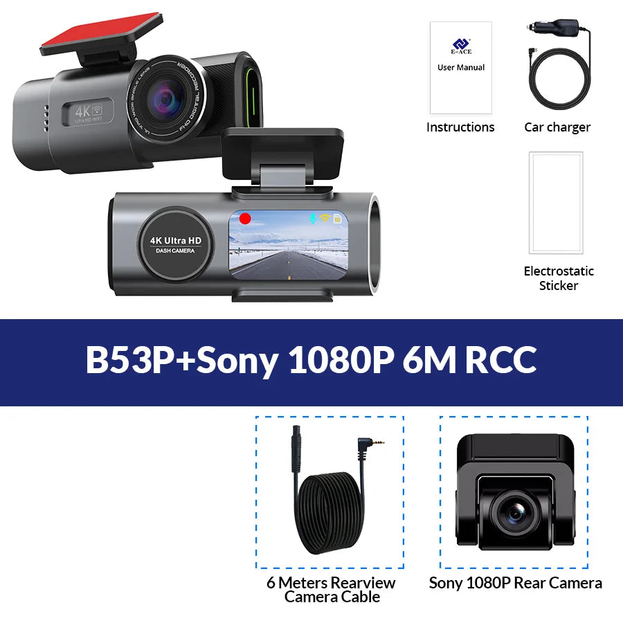Dash Cam 4K UHD - Sony IMX415 | WiFi GPS | 170° Wide Angle Car DVR