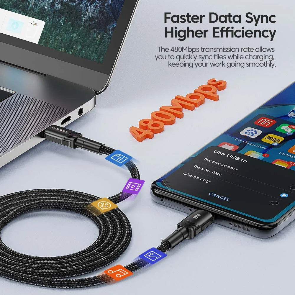 Toocki 100W USB-C to USB-C Fast Charging Cable - PD 3.0 Braided