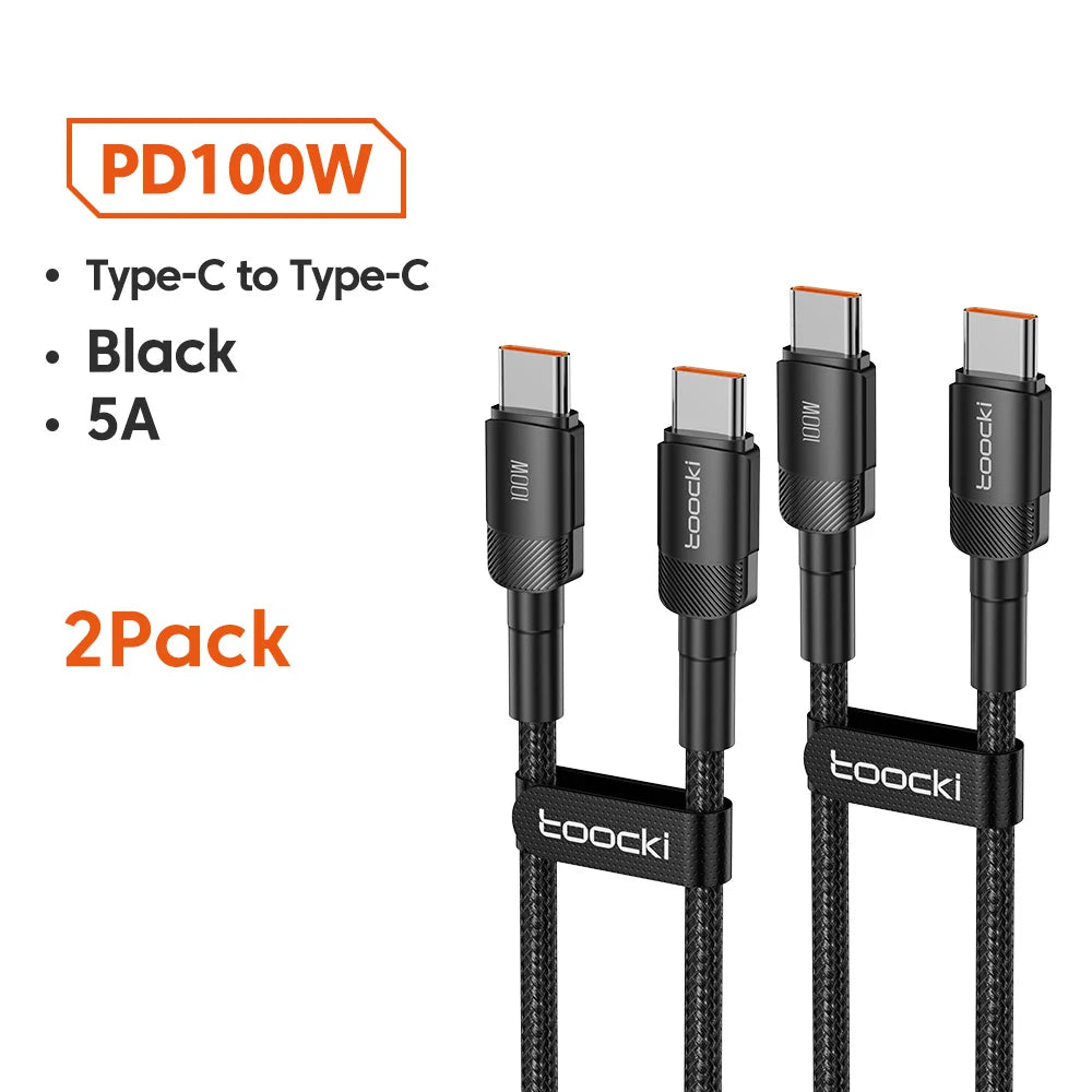 Toocki 100W USB-C to USB-C Fast Charging Cable - PD 3.0 Braided