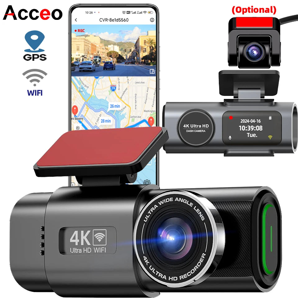 Dash Cam 4K UHD - Sony IMX415 | WiFi GPS | 170° Wide Angle Car DVR